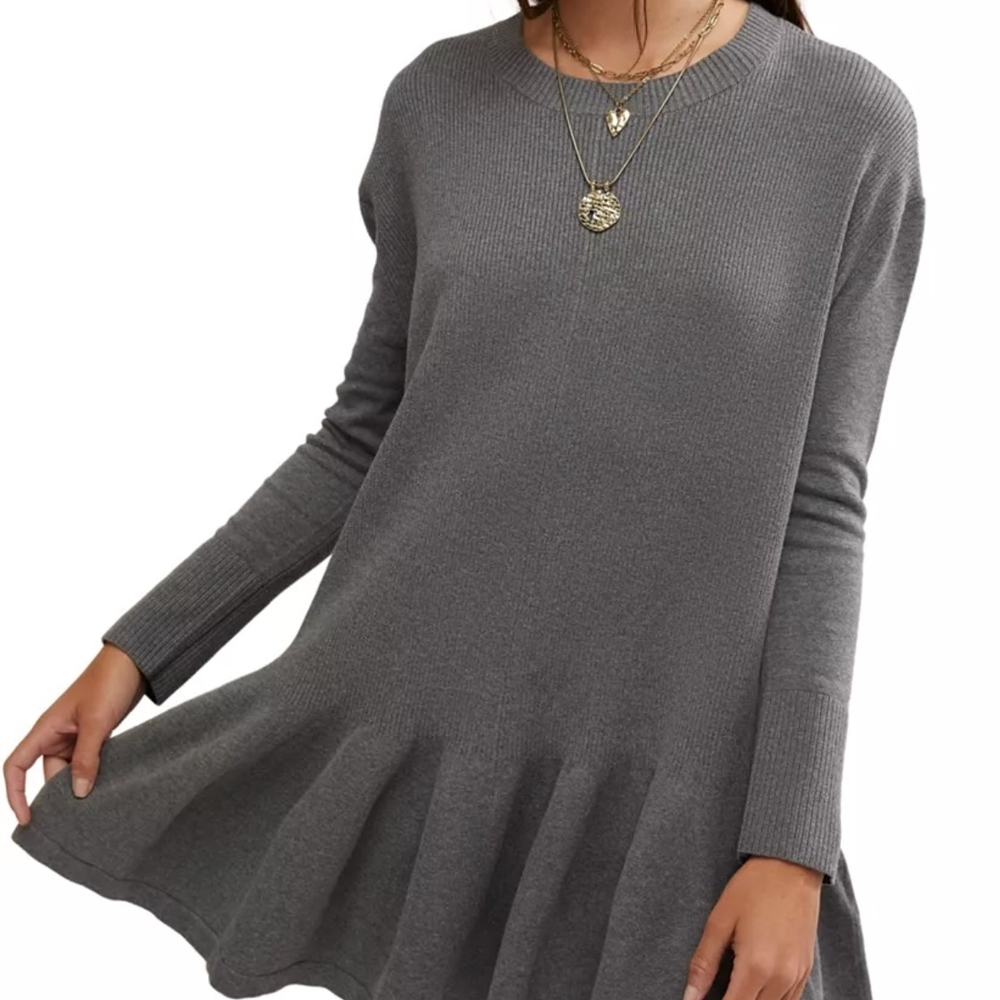 Free People Time On My Side Sweater Mini Dress | Charcoal Grey | Size S/P | NWT